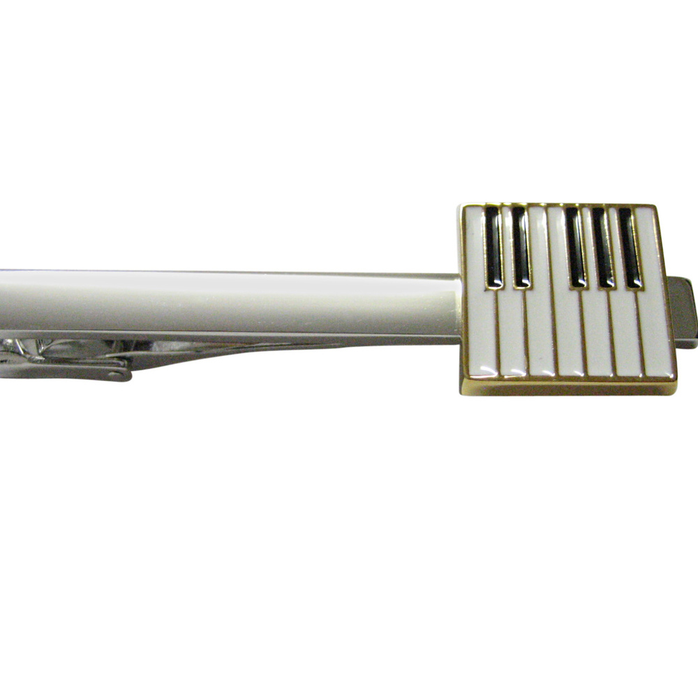 Gold Toned Square Piano Key Design Square Tie Clip